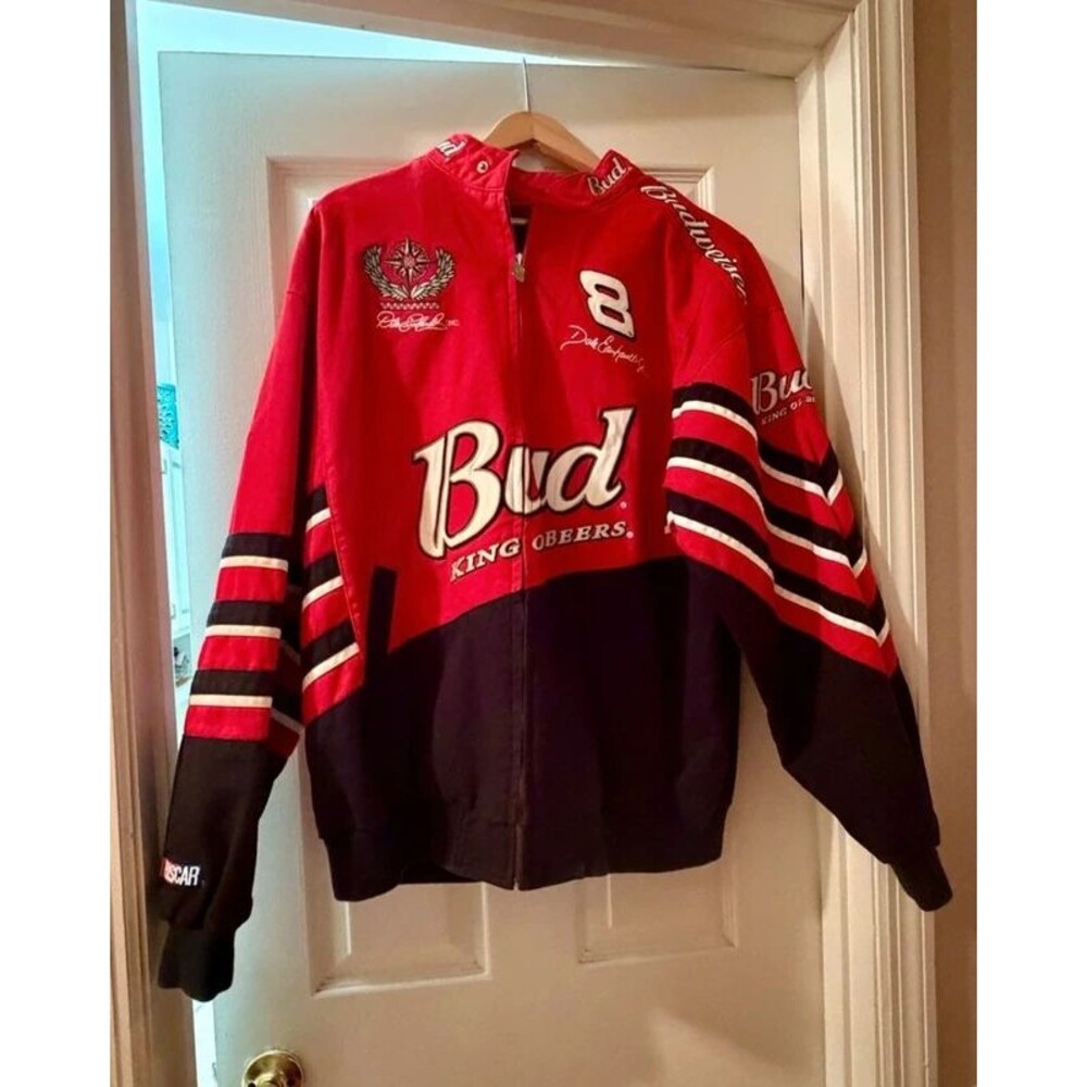 Chase Authentics Dale Earnhardt Jr. Red and Black Bud Racing Jacket